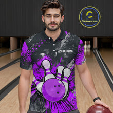Load image into Gallery viewer, Purple Watercolor Bowling Shirts for Women Men Custom Team Bowling Polo&amp;1/4 Zip Shirt MBL110