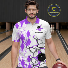 Load image into Gallery viewer, Purple Vintage Bowling Custom Men Bowling Shirt Polo &amp; Quarter-Zip Bowling Team Jerseys HNT68