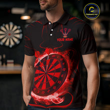Load image into Gallery viewer, Lightning Smoke Red Dartboard Men's Darts Shirt - Custom Name For Darts Jersey NYN0471