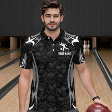 Load image into Gallery viewer, Skull Bowling Shirt for Men Personalized Patriotic Bowling Team Jersey Shirts Polo &amp; Quarter-Zip HNT32