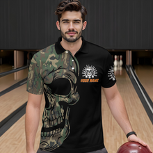 Load image into Gallery viewer, Camo Bowling Shirt Custom Skull Bowling Jersey Men Bowling Polo Shirt For Team BDT284