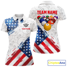 Load image into Gallery viewer, American Flag Personalized Billiard Team Jersey Billiard Gifts for Women Polo &amp; 1/4 Zip Shirts NNT41