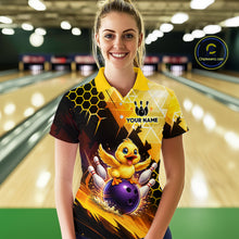 Load image into Gallery viewer, Custom Funny Duck Bowling Team Shirt for Women Yellow Bowling League Jersey Polo &amp; 1/4 Bowling Outfit  QZT958