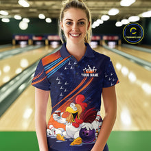 Load image into Gallery viewer, Funny Chicken Polo Bowling Shirt for Women Custom Bowling Jersey 1/4 Zip Bowling Outfit QZT826