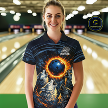 Load image into Gallery viewer, Wolf Bowling Jersey for Women Polo &amp; 1/4 Zip Custom Wolf Bowling Team Shirts Bowling League HNT205