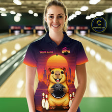 Load image into Gallery viewer, Custom Retro Capybara Bowling Jersey for Women Bowling Team Shirts Bowling Polo &amp; 1/4 Zip HNT260