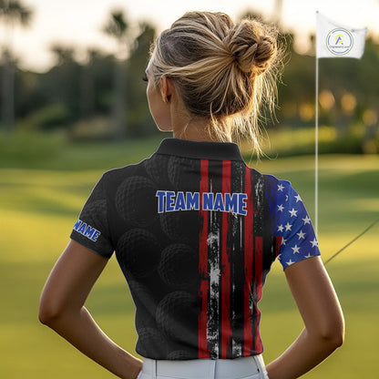 Custom Womens Golf Polo Shirt USA Flag, Golf Family Team Shirt, School Team Golf Shirt, Patriotic Golf Shirt NHT715