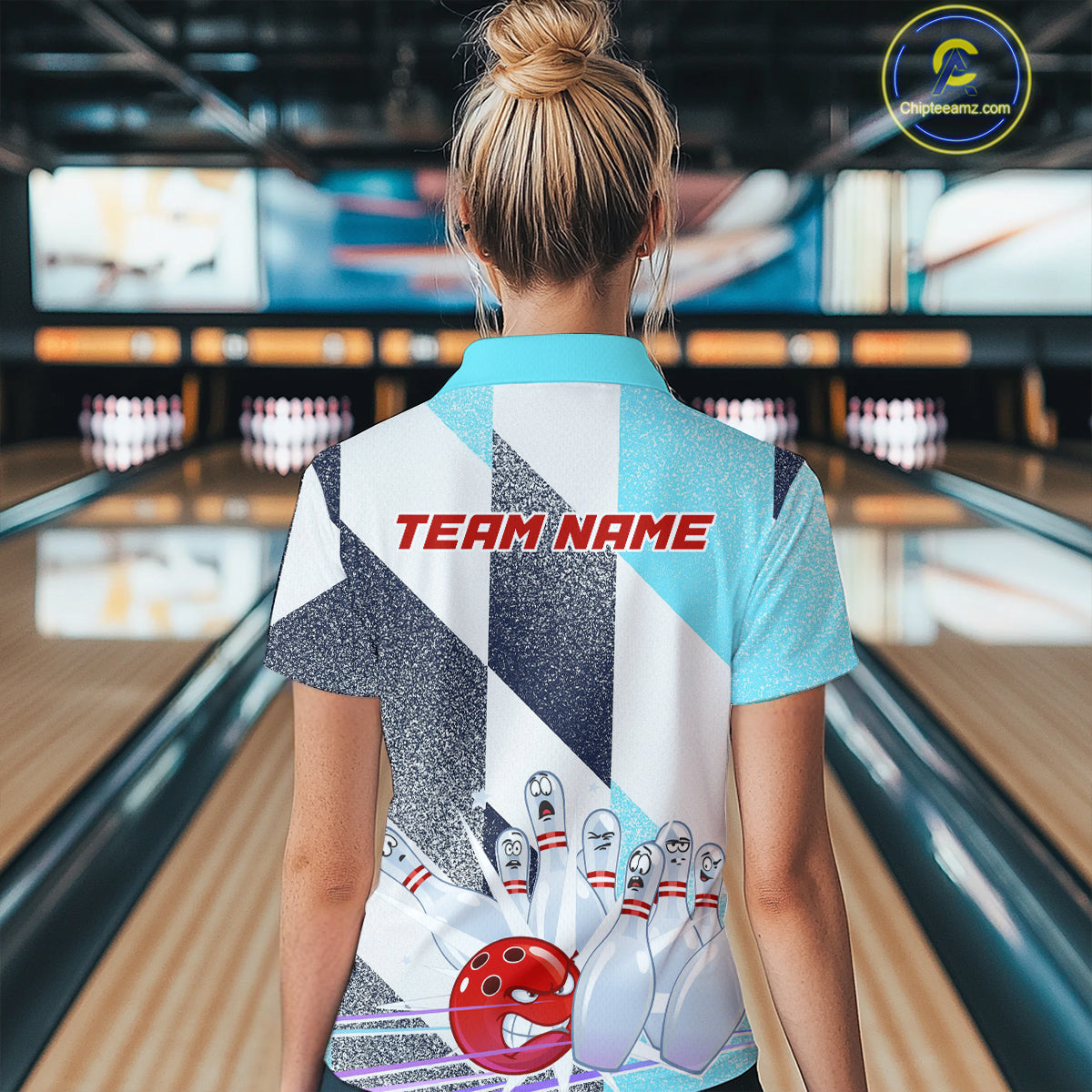 Blue Bowling Shirts for Team Women Men Custom Bowling Polo and 1/4 Zip Shirt MBL226