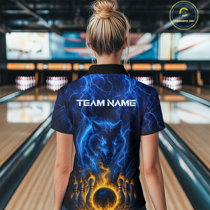 Lightning Wolf Bowling Shirts for Team Women Men Custom Wolf Bowling Jerseys Flame MBL200