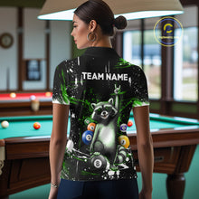 Load image into Gallery viewer, Custom Green Funny Raccoon Billiard Shirt for Women 8 Ball Pool Billiard Jersey Polo &amp; 1/4-Zip BHT5