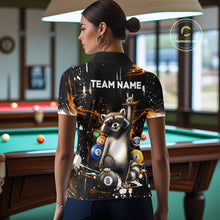 Load image into Gallery viewer, Custom Orange Funny Raccoon Billiard Shirt for Women 8 Ball Pool Billiard Jersey Polo &amp; 1/4-Zip BHT5