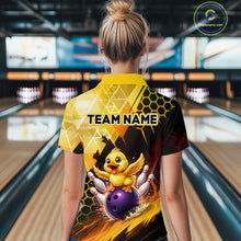 Load image into Gallery viewer, Custom Funny Duck Bowling Team Shirt for Women Yellow Bowling League Jersey Polo &amp; 1/4 Bowling Outfit  QZT958