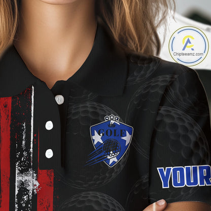 Custom Womens Golf Polo Shirt USA Flag, Golf Family Team Shirt, School Team Golf Shirt, Patriotic Golf Shirt NHT715