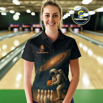 Astronaut Bowling Shirts for Men Women Team Custom Bowling Polo and Quarter Zip MBL152