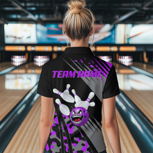 Load image into Gallery viewer, Personalized Purple Crazy Bowling Shirt Polo Bowling Jersey Bowling Outfit QZT609