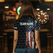 Load image into Gallery viewer, Grunge Vintage American Flag Custom Retro Dart Shirts For Women, Pride Team Patriotic Dart Jerseys TDM3693