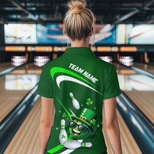 Load image into Gallery viewer, Custom Green St Patrick Day Bowling Shirt Lucky Funny Polo Bowling Jersey QZT623