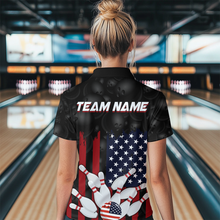 Load image into Gallery viewer, Custom American Flag Bowling Shirts for Men Women Patriotic Bowling Polo &amp; 1/4 Zip MBL03