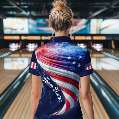 American Bowling Shirt for Men Women Custom Polo Bowling Team League QZT616