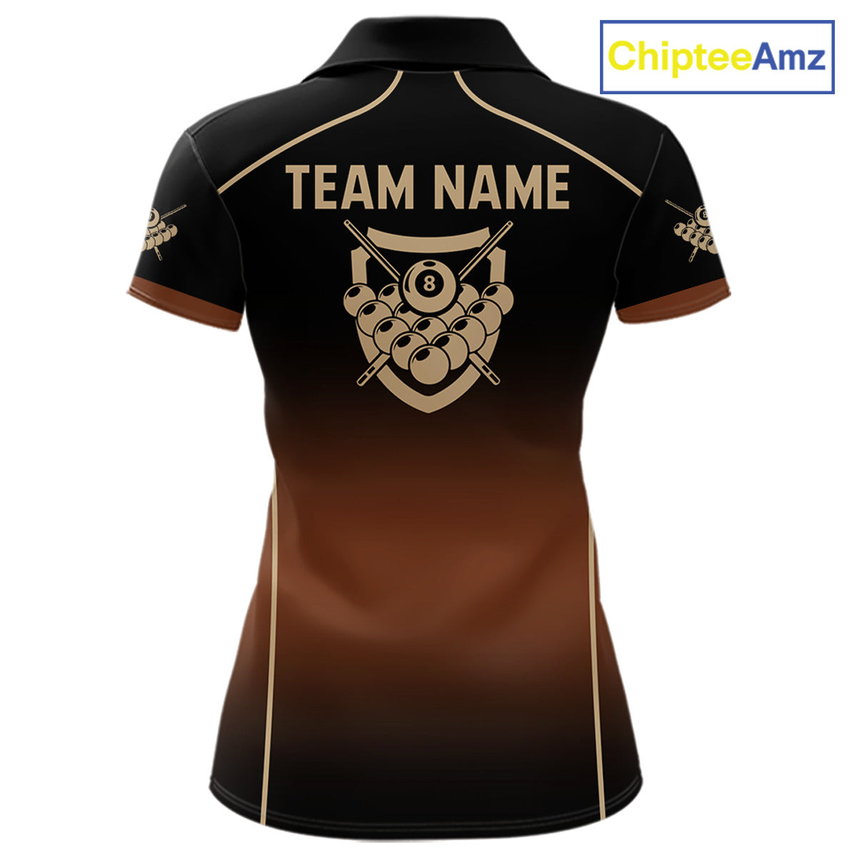 Black And Brown 8 Ball Pool Women Billiard Polo & 1/4-Zip Shirt Custom Billiard Balls Jerseys NYN2442