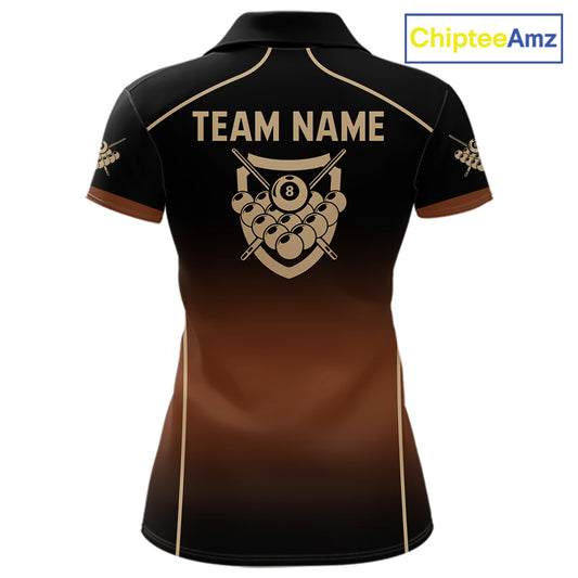 Black And Brown 8 Ball Pool Women Billiard Polo & 1/4-Zip Shirt Custom Billiard Balls Jerseys NYN2442