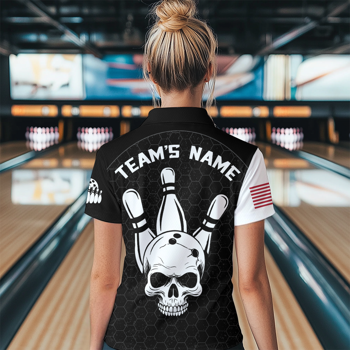 Custom Bowling Polo Shirt for Men Women Skull Bowling Jersey Bowling Team League QZT47-4