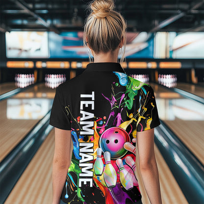Colorful Bowling Shirt Bowling Jersey Women Personalized Bowling Team Jersey Polo & 1/4 Zip HNT33