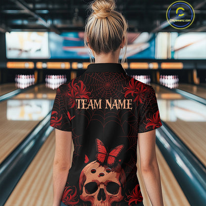 Skull Halloween Team Shirt Custom Horror Bowling Jersey for Women Bowling League Bowling Outfit QZT734