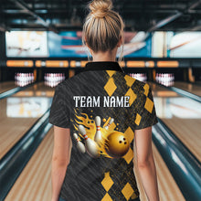Load image into Gallery viewer, Flame Yellow Bowling Team Shirt Custom Bowling Jersey for Men Women Flame Polo Shirt QZT679