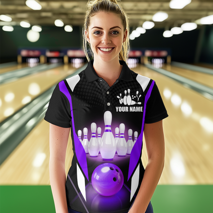 Purple Bowling Shirt for Men and Women Bowling Jersey with Team Bowling Polo & 1/4 Zip MBL42