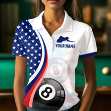 Load image into Gallery viewer, US Flag Billiard Shirt 8 9 Ball Billiard Jersey Billiard Shirt for Women Polo &amp; 1/4 Zip NNT15