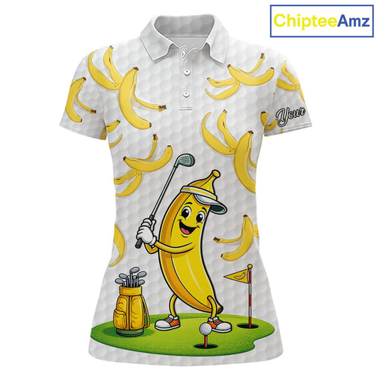 Funny Banana Pattern Golf Women's Polo Shirt, Team Golf Clothes, Golf Gifts NBT610