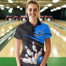 Load image into Gallery viewer, Blue Bowling Shirt for Men&amp;Women Team Bowling Jersey Colorful Bowling Polo &amp; 1/4 Zip MBL49