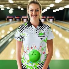 Load image into Gallery viewer, Green Bowling Shirts Custom Watercolor Bowling Jersey for Men Women with Team Name MBL53