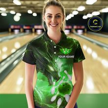 Load image into Gallery viewer, Custom Dragon Bowling Shirt Green Thunder Bowling Jersey for Men Women Team MBL82