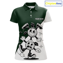 Load image into Gallery viewer, Green White Funny Golf Ball Pattern Womens Golf Polo Shirts Custom Golf Outfits Ladies, Green Golf Tops NHT785