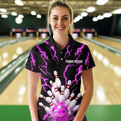 Thunder Lightning Pink Bowling Shirt Custom Bowling Jersey for Men Women Team MBL66