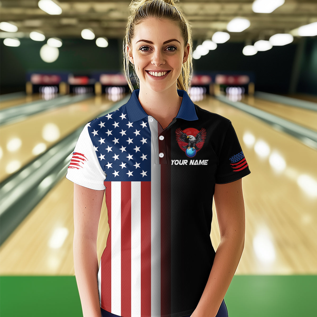 Eagle Bowling Shirt Custom American Bowling Shirts Women Men Patriotic Bowling Shirt MBL05