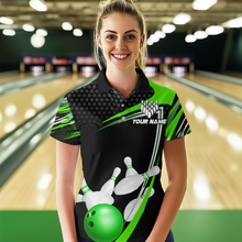 Load image into Gallery viewer, Green Bowling Shirts for Men and Women Bowling Shirt Team Bowling Polo &amp; 1/4 Zip Shirt MBL36