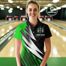 Load image into Gallery viewer, Green Skull Crown Bowling Custom Women Bowling Shirt Polo &amp; Quarter-Zip Bowling Team Jerseys HNT65