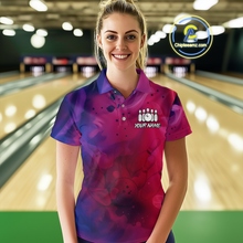 Load image into Gallery viewer, Blue and Pink Ink Bowling Shirts Custom for Women Men Team Bowling Jerseys MBL113