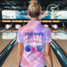 Load image into Gallery viewer, Custom Pink Bowling Shirts for Men Women Team Bowling Polo &amp; Quarter Zip Shirts MBL114