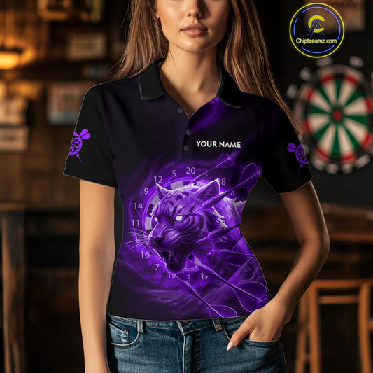 Custom Purple Fantasy Tiger Storm Dart Arrow Darts Polo Shirt For Women Dart Team Jerseys NYN1821
