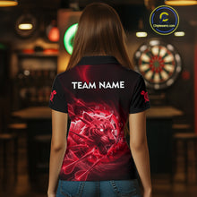 Load image into Gallery viewer, Custom Red Fantasy Tiger Storm Dart Arrow Darts Polo Shirt For Women Dart Team Jerseys NYN1822
