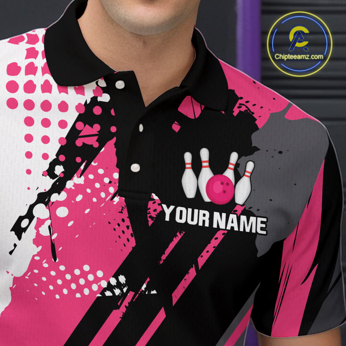 Custom Pink Bowling Shirts for Men Women Team Bowling Polo and Quarter Zip MBL104