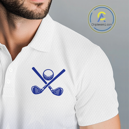Personalized blue stars pattern white golf polos shirts for men custom gifts for the golfer NQS9965