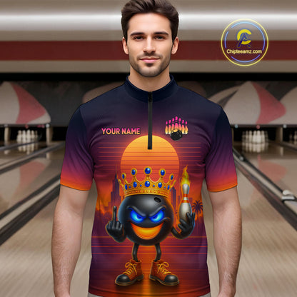 Custom Funny Bowling Jersey for Men Bowling Uniform Polo & 1/4 Zip Bowling Team Shirts HNT129