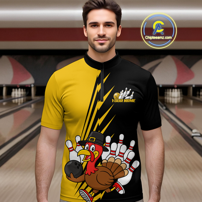 Yellow Turkey Bowling Shirts for Women Men Team Custom Bowling Jerseys Thanksgiving MBL180