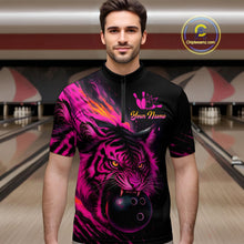 Load image into Gallery viewer, Pink Tiger Bowling Shirts for Men Women Team Bowling Polo &amp; Quarter Zip Shirts MBL150