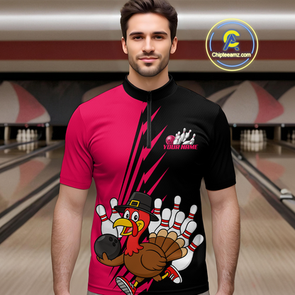 Pink Turkey Bowling Shirts for Women Men Team Custom Bowling Jerseys Thanksgiving MBL180